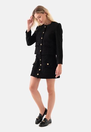 TWEED FRONT - A-lijn rok - black