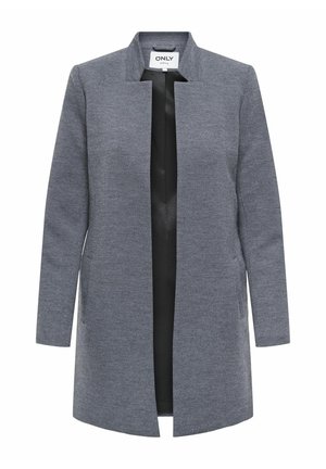 Pelēks, teksturēts garais mētelis ar augstu apkakli, atvērtu priekšpusi un divām sānu kabatām. Izgatavots no mīksta materiāla, ar gludu iekšējo odere.