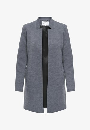 Hall sileeritud pikaliheline hall mantel kõrge kraega, avatud esiosa ja kahe külgtaskuga. Valmistatud pehmest materjalist, millel on sile sisemus.