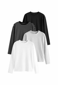 4 PACK REGULAR FIT - Langærmet T-shirt - black grey white black  white stripe