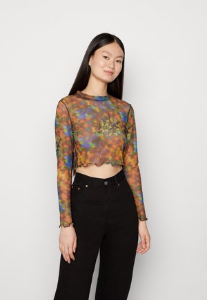 TATTOO CROPPED - Top s dlouhým rukávem - black/mottled black