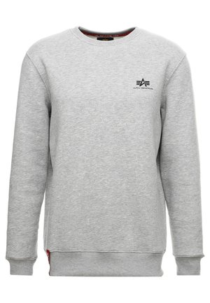 Grijze sweatshirt van een gestructureerde katoenmix, met een ronde hals, geribbelde manchetten en een klein zwart logo op de borst.