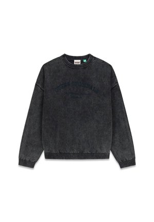 Dunkelgrauer Sweatshirt aus weichem Stoff mit einem gerippten Rundhalsausschnitt und Bündchen. "GUESS ORIGINALS" ist prägnant auf der Brust eingeprägt.