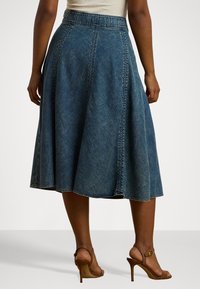 Lauren Ralph Lauren Woman DENIM DRAWCORD MIDI SKIRT - Denimová sukně - haze wash