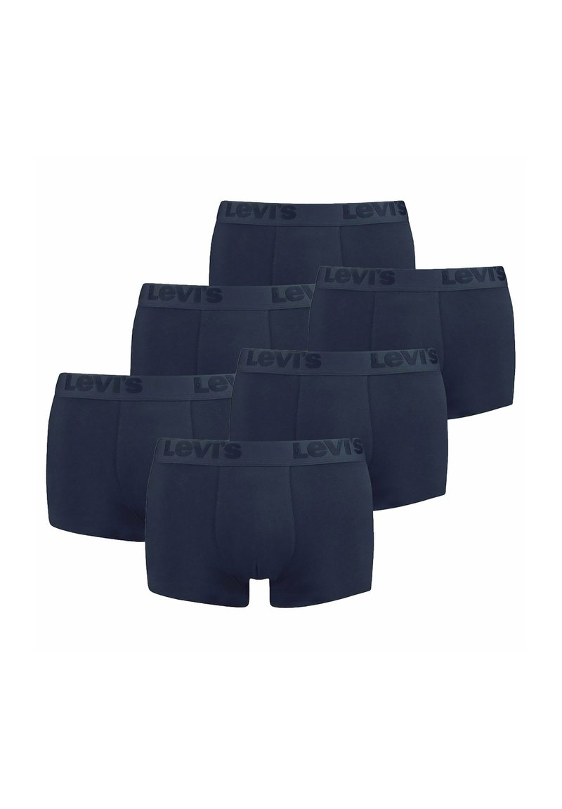 Marinblå Levi's boxerkalsonger, sex stycken, tillverkade av ett mjukt tyg med en bred, mjuk midjeband som har Levi's-logotypen i mörk tryck.
