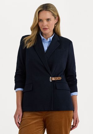 BUCKLE TRIM HERRINGBONE JACQUARD BLAZER - Blazer - navy
