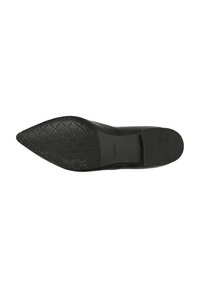 Scarpa con tacco alto nera, con punta affilata e tomaia in pelle liscia. Suola in gomma texturizzata con una trama per una migliore aderenza.