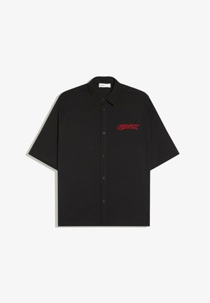 Bershka, EMBROIDERED SHORT SLEEVE - SHIRT - Skjorter - black