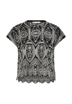 Betty & Co, BETTY & CO MIT STICKEREI HEMDBLUSE - Blouse - schwarz weiß