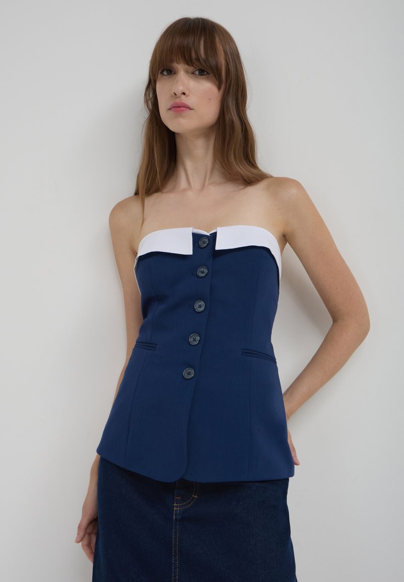 Calliope GILET BOUTONNÉ - Top - bleu