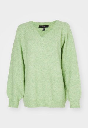 Vero Moda VMLEAF LONG V-NECK - Džemperis - forest shade