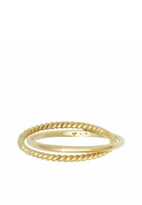 Kultauksella päällystetty sormus, jossa on kiertävä muotoilu ja sileä nauha. Merkitty "925", mikä tarkoittaa hopeasisältöä. Pyöreä, elegantti muoto.