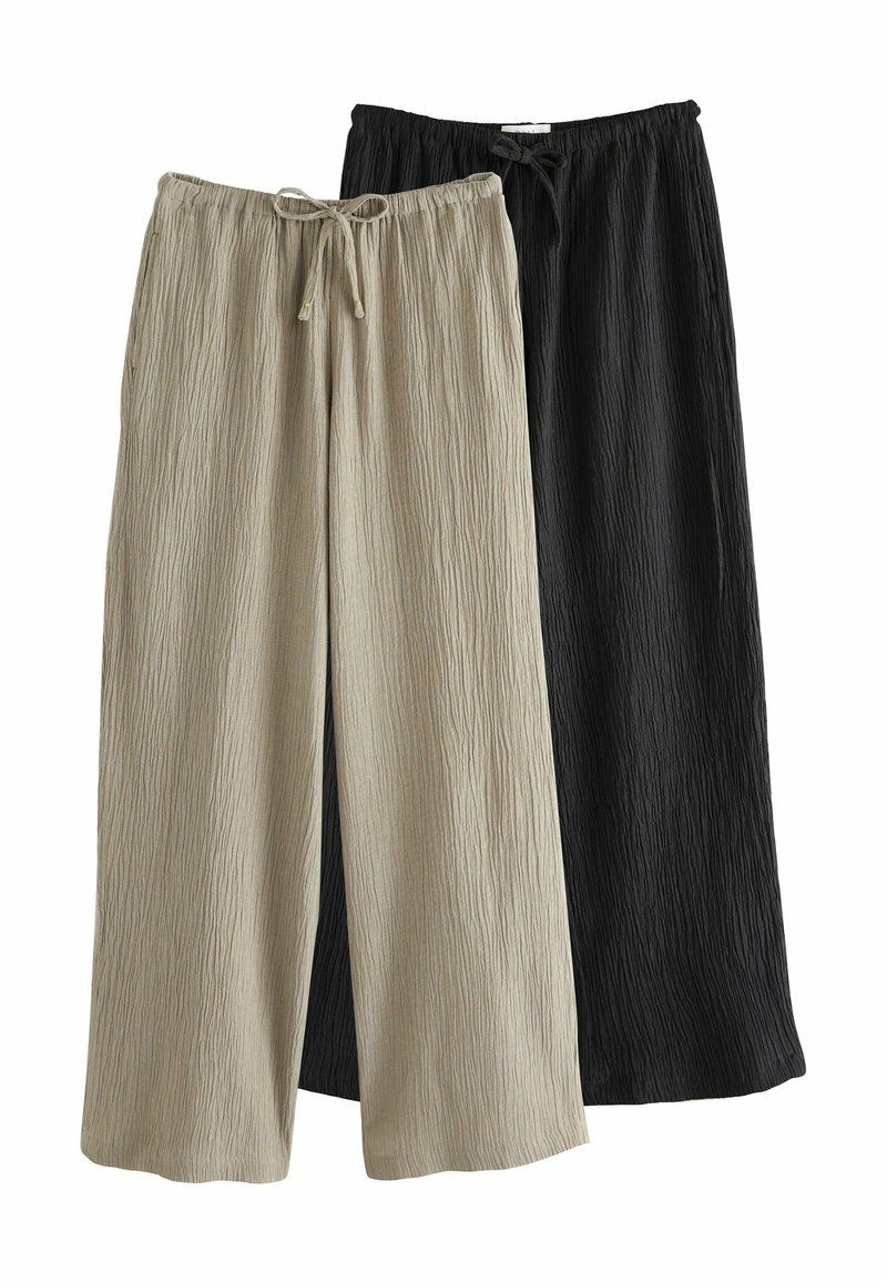 Next TALL FIT - WIDE TEXTURED 2 PACK - Pantaloni - black khaki