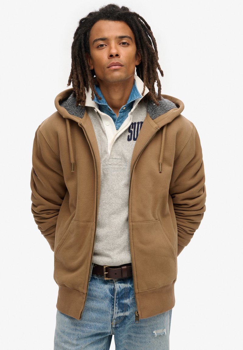 Superdry & Co BORG  - Felpa con zip - caramel brown