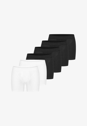Set aus sechs Boxershorts in Schwarz und Weiß. Hergestellt aus geripptem Stoff, mit einem weichen, elastischen Bund und klassischem Schnitt.