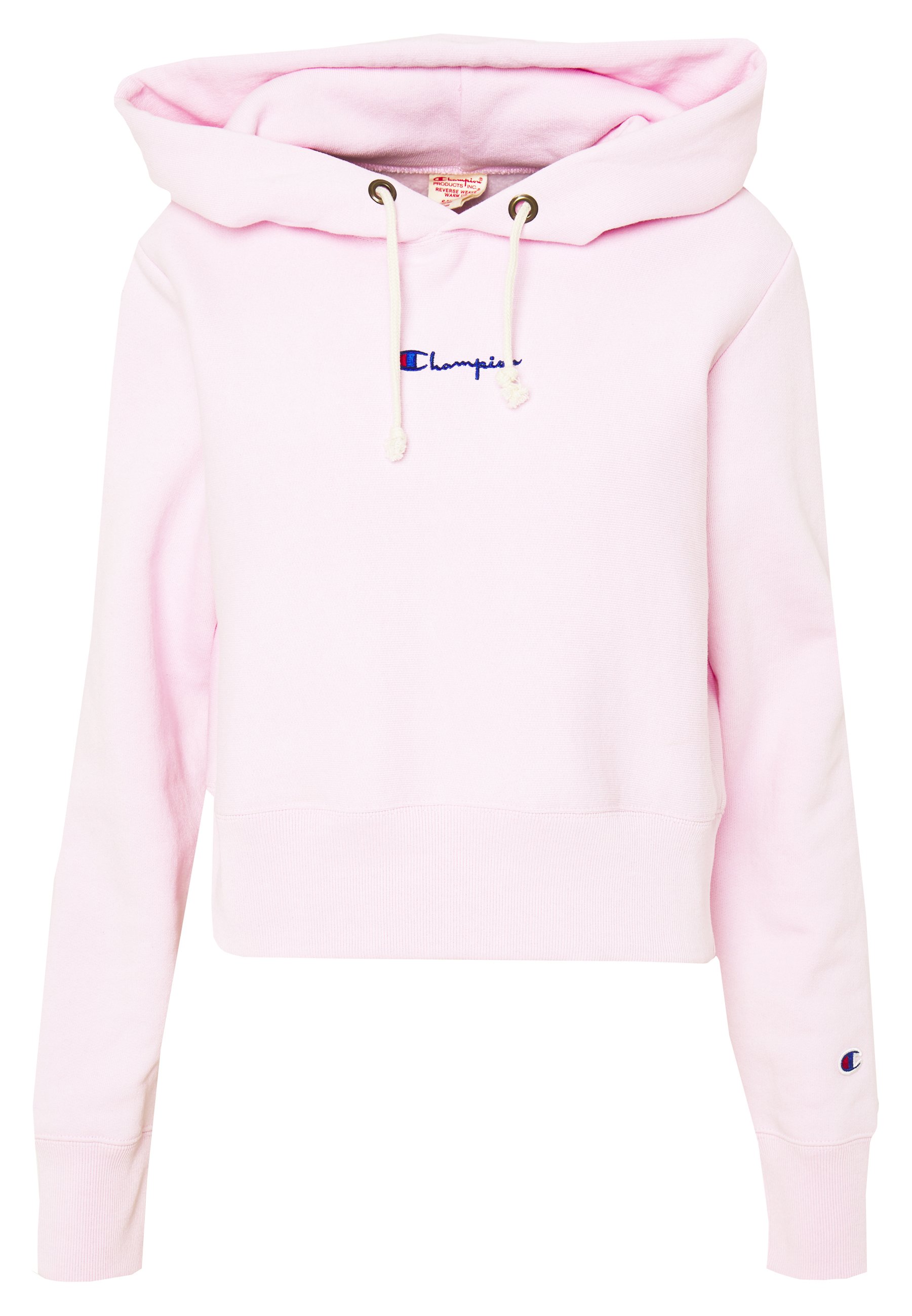 champion reverse weave small c light pink hoodie