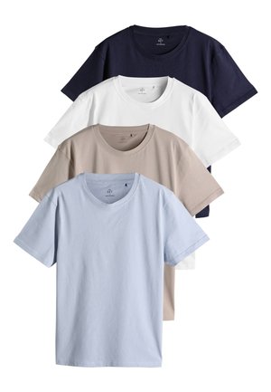 THE SET REGULAR FIT - SHORT SLEEVE  4 PACK  - T-shirt basic - navy neutral white powder blue