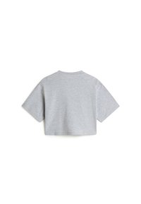 Gray cropped t-shirt in cotton, featuring short sleeves, a crew neck, and a smooth texture with no prints or embellishments.