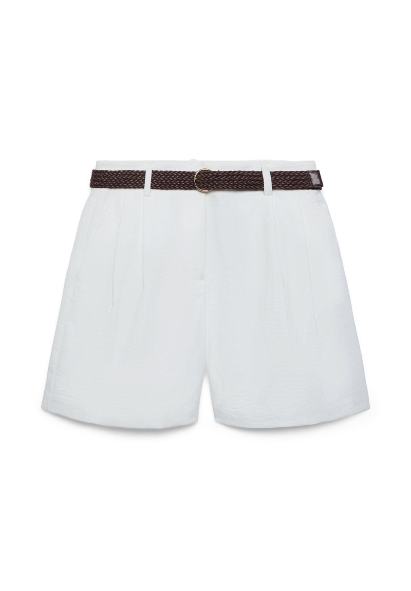 Calliope PANTALONE CORTO TINTA UNITA - Short - bianco lana/denim blanc ...