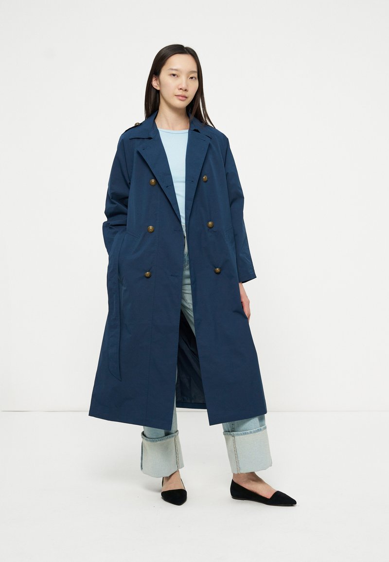 dreimaster Trenchcoat donkerblauw