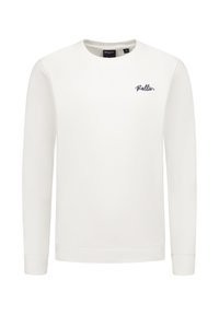 Witte sweatshirt met lange mouwen, ronde hals, ribgebreide manchetten en zoom. Bevat een klein marineblauw "Ballin"-logo op de borst. Smooth textuur.