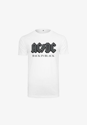 Valge puuvillane t-särk, millel on must "AC/DC" logo ja paksus kirjas "BACK IN BLACK" tekst. Lühikesed varrukad, ümar kaelus, klassikaline lõige.