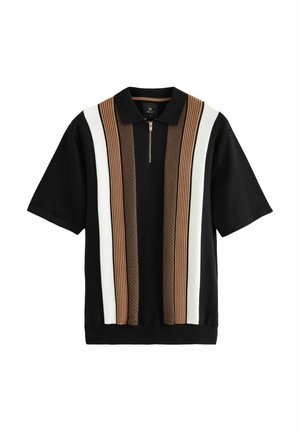 Next REGULAR FIT VERTICAL STRIPE ZIP  - Polotričko - black tan brown