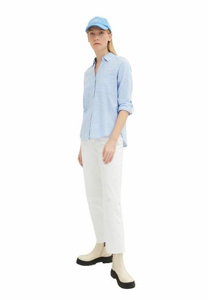 TOM TAILOR, LANGARM WITH SLUB STRUCTURE - Button-down blouse - blau