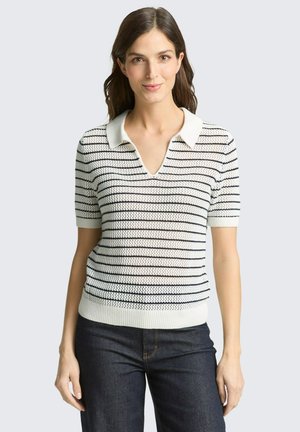 PULLOVER MIT KRAGEN - Polo - white/navy structure stripe
