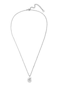 Sidabrinė grandinėlė su gėlės pakabuku, turinčiu detalų žiedlapių dizainą. Grandinėlėje yra užsegimas su reguliuojamu ilgumu.