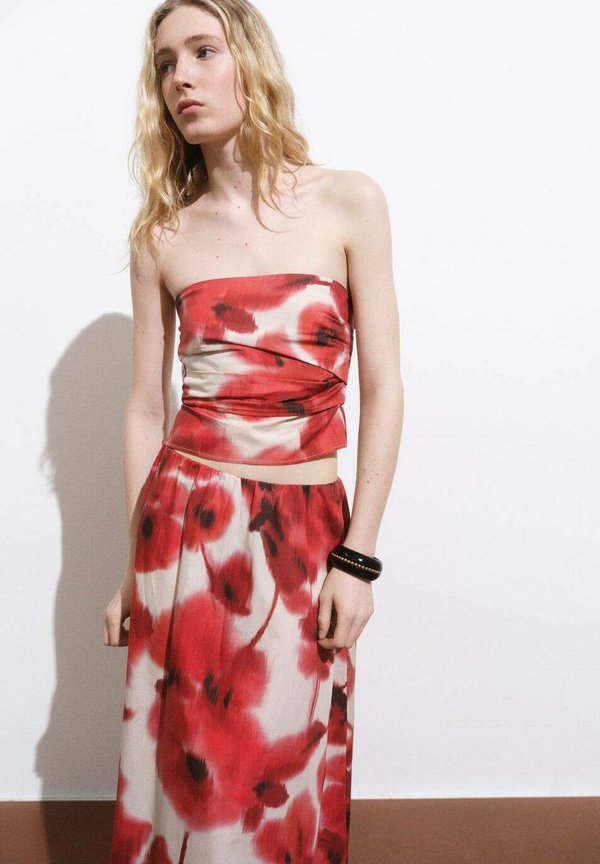 GEBLOEMDE MIDI - A-line skirt - ecru2