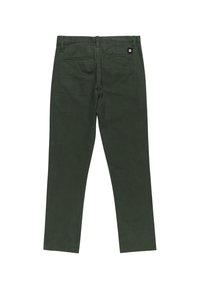 Groene katoenen chinos met een slim fit. Beschikt over een knoopsluiting, riemlussen, twee achterzakken en een effen stoffen textuur.