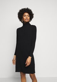 pure cashmere TURTLE NECK DRESS - Obleka/pulover - black