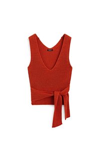 V-NECK WITH TIE DETAIL - Top - red