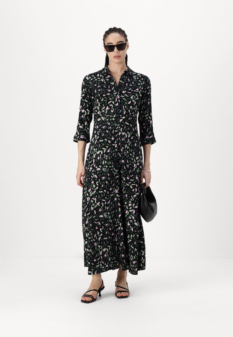 YAS YASSAVANNA SHIRT DRESS - Shirt dress - black/green/black