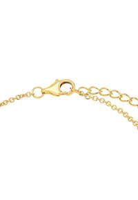 Pulsera de cadena de oro con un cierre tipo langosta. Presenta pequeños eslabones redondos interconectados y una cadena ajustable para variar la longitud.