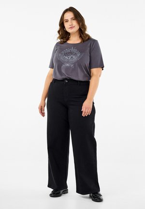 Zizzi FLASH - Džinsi ar paplatinātiem galiem - black