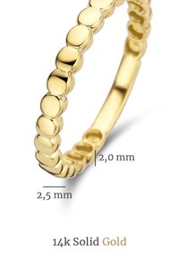 14-karätiger Goldring mit einem gerundeten Perlenmuster. Der Ring hat eine Dicke von 2,0 mm und eine Breite von 2,5 mm. Polierte Oberfläche.