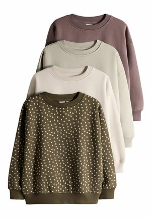 THE SET, 4 PACK RELAXED CREW NECK SWEATSHIRTS - Sweatshirt - cream light green dark green ditsy purple