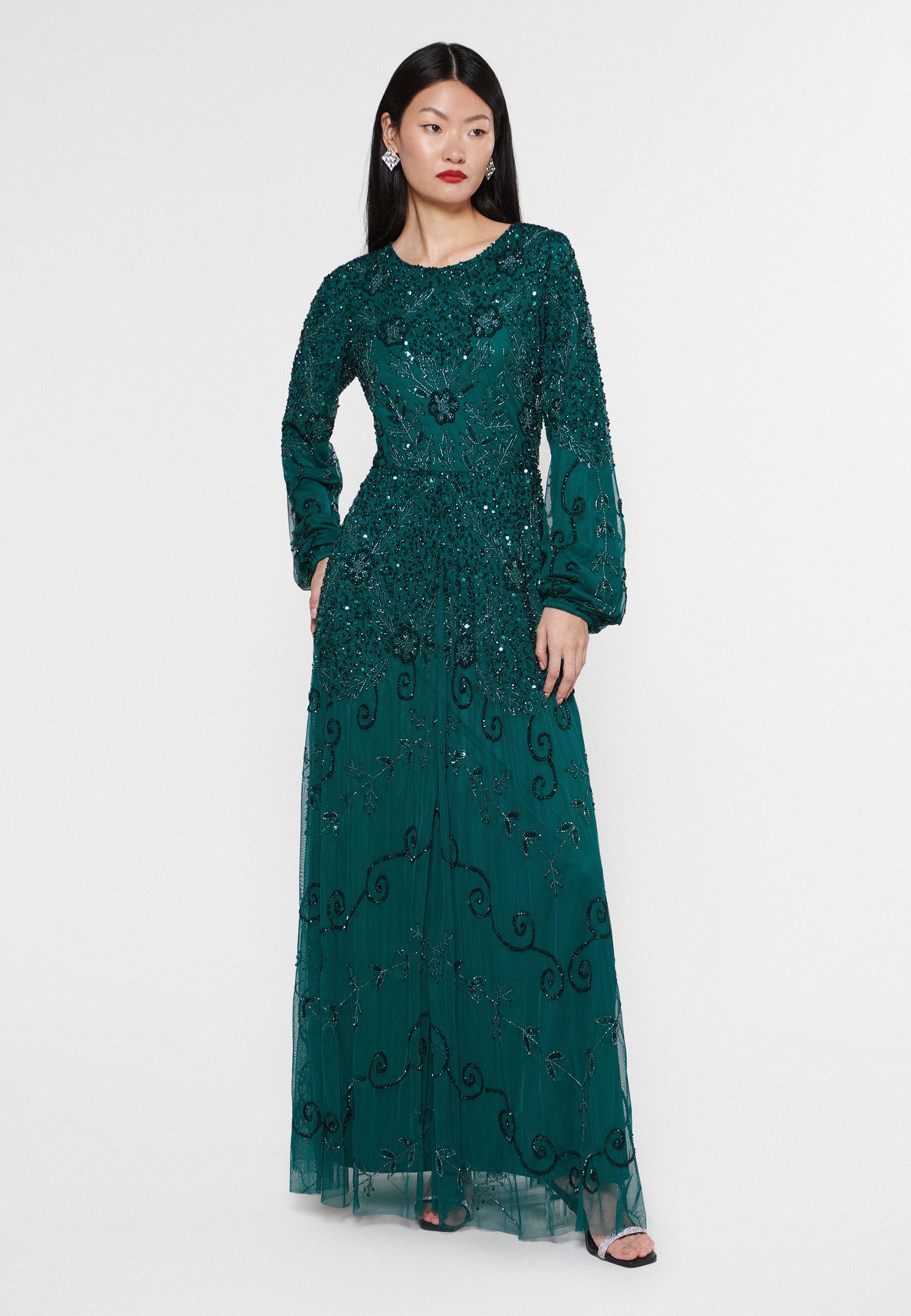 slim fit dress slacks Emerald Green Modest Maxi Dress – Elegant Long Sleeve Dress – TOLAVITA