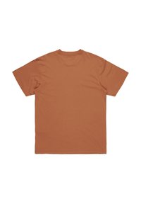 Brown cotton t-shirt with a crew neck, short sleeves, and a relaxed fit. The fabric appears smooth with minimal seams and detailing.
