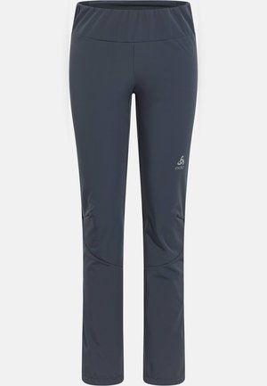 Dunkelgraue Outdoor-Hose aus atmungsaktivem, dehnbarem Material. Verfügt über einen breiten elastischen Bund und ein elegantes Design ohne sichtbare Beschläge.