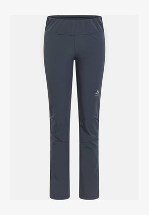 Dunkelgraue Outdoor-Hose aus atmungsaktivem, dehnbarem Material. Verfügt über einen breiten elastischen Bund und ein elegantes Design ohne sichtbare Beschläge.