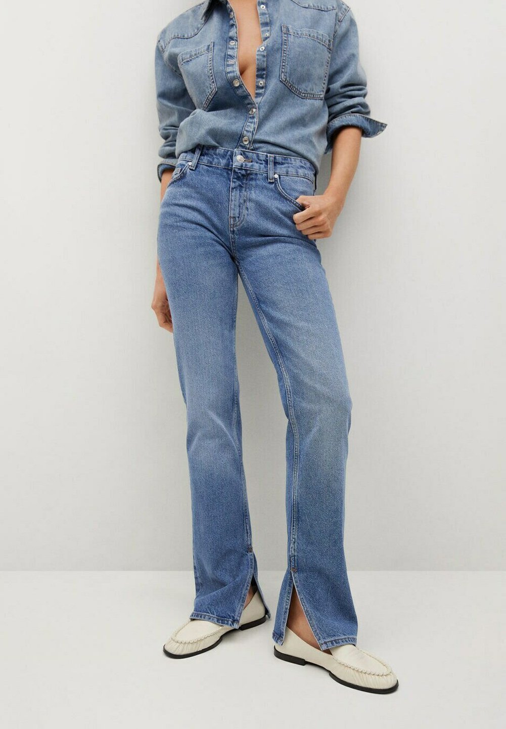 Mango DROIT OUVERTURE - Straight leg jeans - bleu moyen/Blauw - Zalando.nl