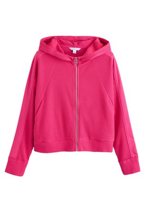 REGULAR FIT-TEXTURED WAFFLE ZIP THROUGH - Kardigán - fluro pink