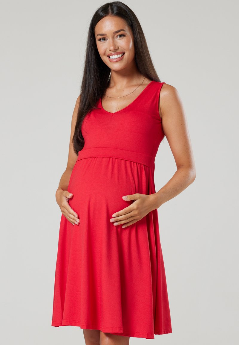 Happy Mama SUMMER Vestito di maglina light red/rosso chiaro