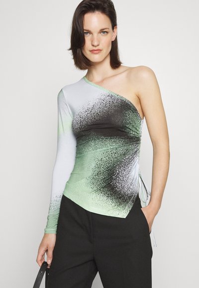 Elleme ONE SHOULDER - Μπλούζα με μακριά μανίκια - light green/white