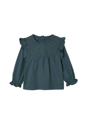 MIT LANGEN ÄRMELN MIT STICKEREI - Long sleeved top - pfauenblau