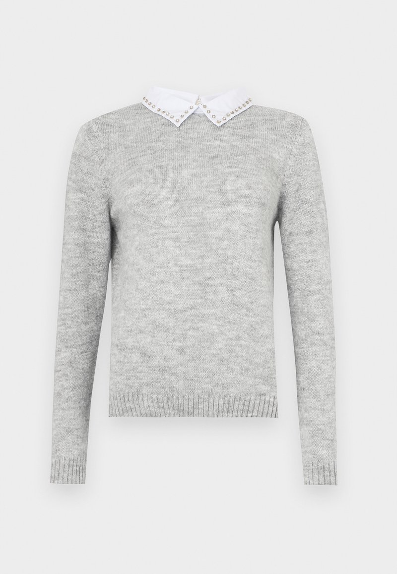 ONLY ONLCLARA COLLAR MIX - Pullover - medium grey/vert clair - ZALANDO.FR