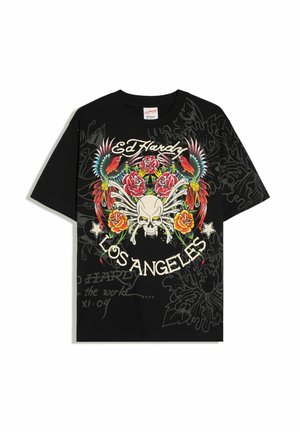 Bershka, ED HARDY PRINT T-SHIRT - Tričko s potlačou - black